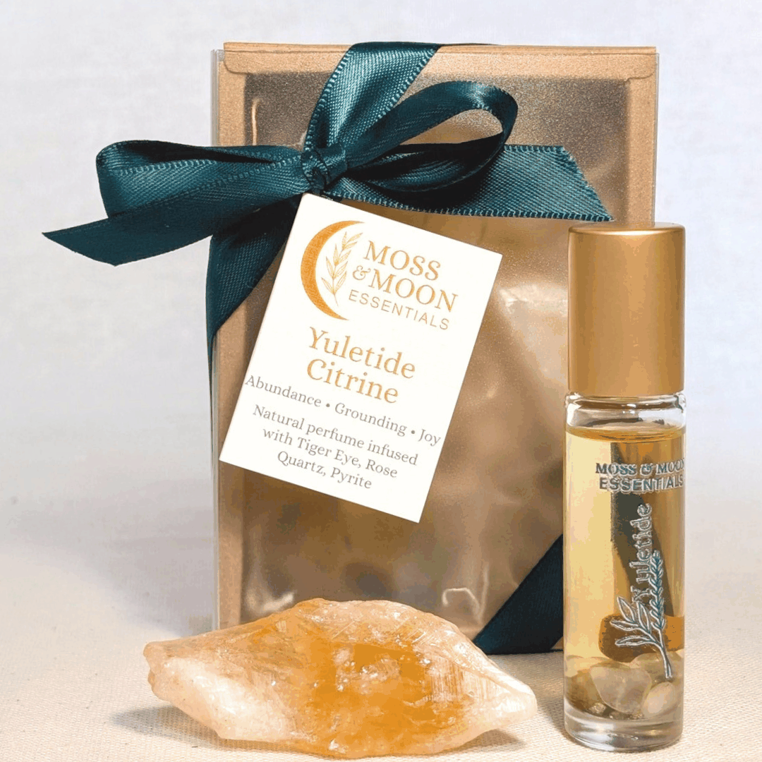Aromatherapy Crystal Infused Essential Oil Perfume Gift Box Yuletide and Citrine